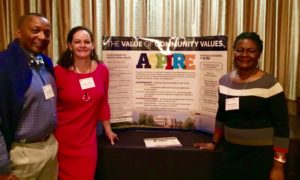 Vice President for Equity and Access Sabrina Johnson, Vice President for Student Affairs Juliette Landphair, and Dean of Student Life Cedric Rucker at AAC&U Diversity, Equity, and Student Success Conference in Pittsburgh.