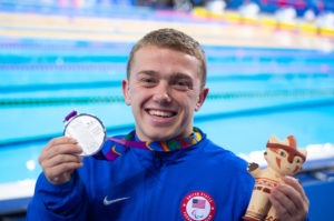 Zach Shattuck, UMW assistant swim coach, at the Lima 2019 Parapan American Games. Photo by Mark Reis.