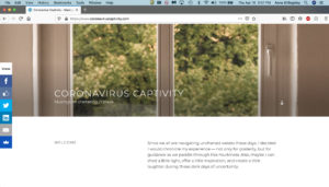 UMW Libraries’ Special Collections and University Archives team is collecting and digitizing a variety of COVID-19 related materials, from diaries to photos to social media posts. Anna Billingsley, associate vice president for University Relations, submitted a screenshot of her personal blog, “Coronavirus Captivity,” chronicling her experiences working remotely and living during the pandemic.