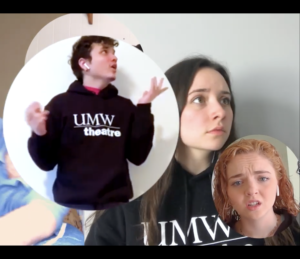 UMW students Oscar León (left), Genesis Simmons (center) and Hannah Chester (right) were thrilled for the opportunity to perform together again – albeit remotely – alongside Broadway stars and theatre students from other universities.