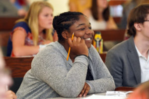 A new agreement between the University of Mary Washington, Germanna Community College and Stafford County Public Schools gives students who want to become teachers the opportunity to secure college credits while still in high school. Photo by Suzanne Carr Rossi.