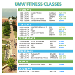 Spring 2021 Group Fitness Schedule
