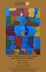 Flyer for "Rows, Collections and Private Spaces: New Work by Chris Gregson."