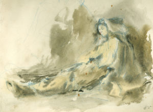 Study for The Nativity, wash drawing, by Gari Melchers