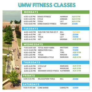 Spring 2021 Group Fitness Schedule