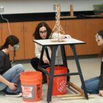 Students from Oakcrest School in Vienna participate in the &ldquo;Tower&rdquo; event during the Virginia Science Olympiad (VASO) competition held on Mary Washington&rsquo;s campus. Photo by Karen Pearlman.