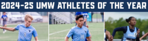 First team All-America soccer seniors Carter Berg and Nelsar Castillo and first-year track All-American Yasmin Deane are winners of the 2024-25 UMW Male and Female Athletes of the Year.